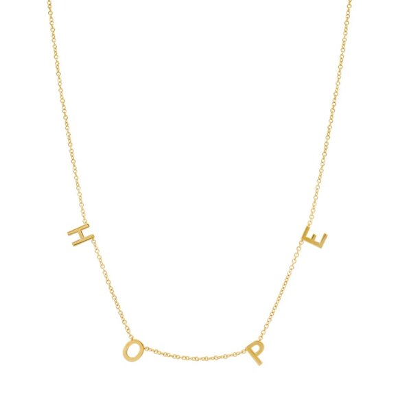 Hope Necklace BYCHARI, 14k Gold Plated 18" Dainty Chain, $100 retail - Picture 2 of 4
